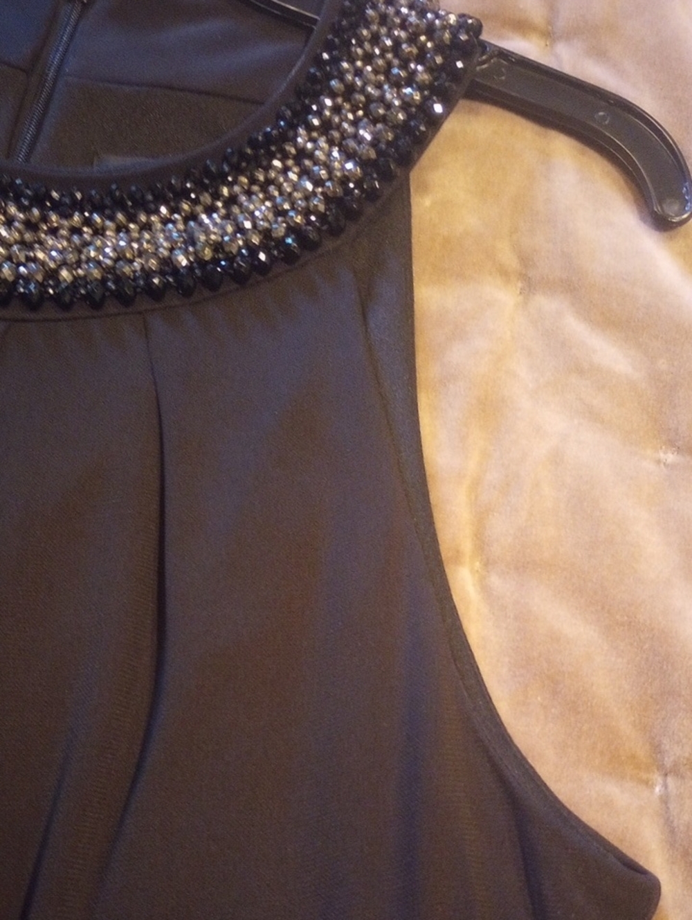 Tahari Black Sleeveless Dress With Bling neckline - Picture 7 of 7